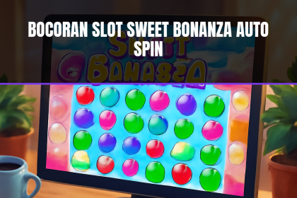 Bocoran slot Sweet Bonanza menunjukkan game di komputer dengan warna cerah
