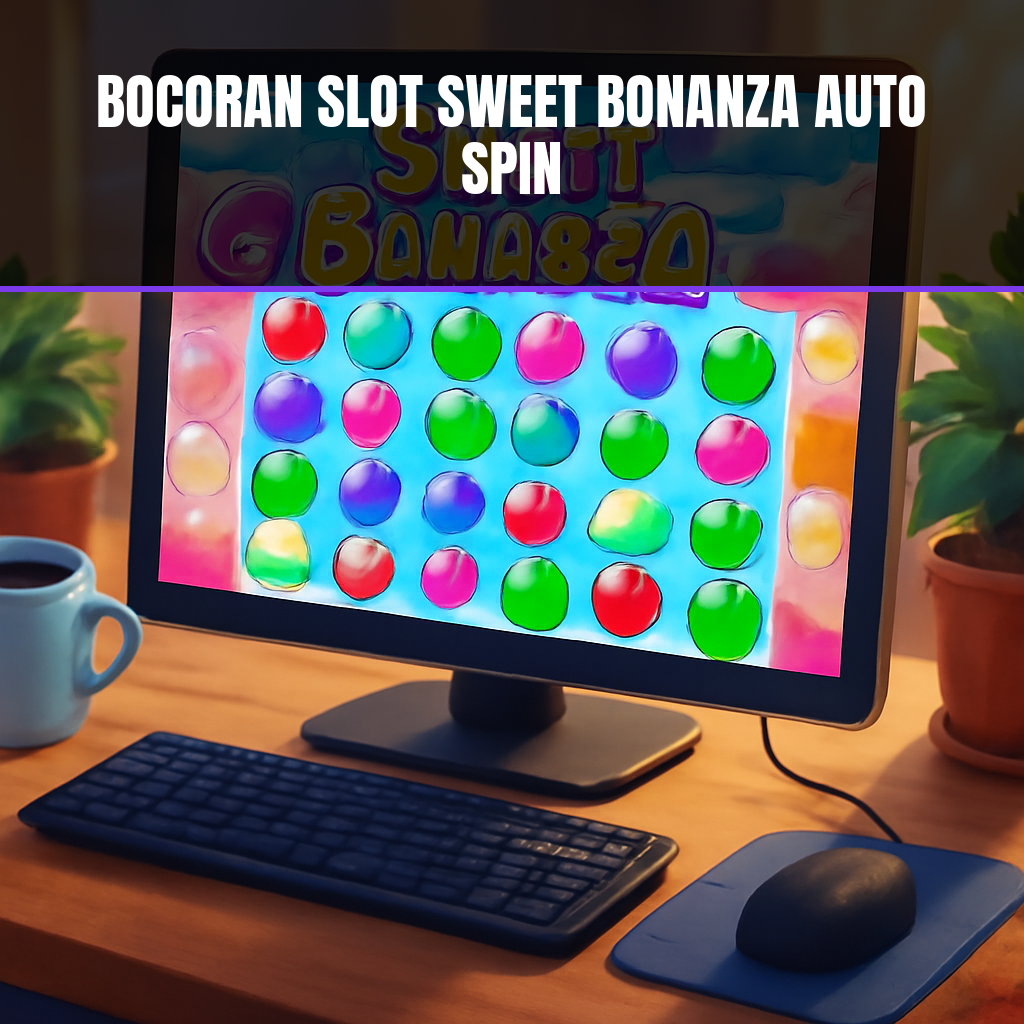 Bocoran slot Sweet Bonanza menunjukkan game di komputer dengan warna cerah